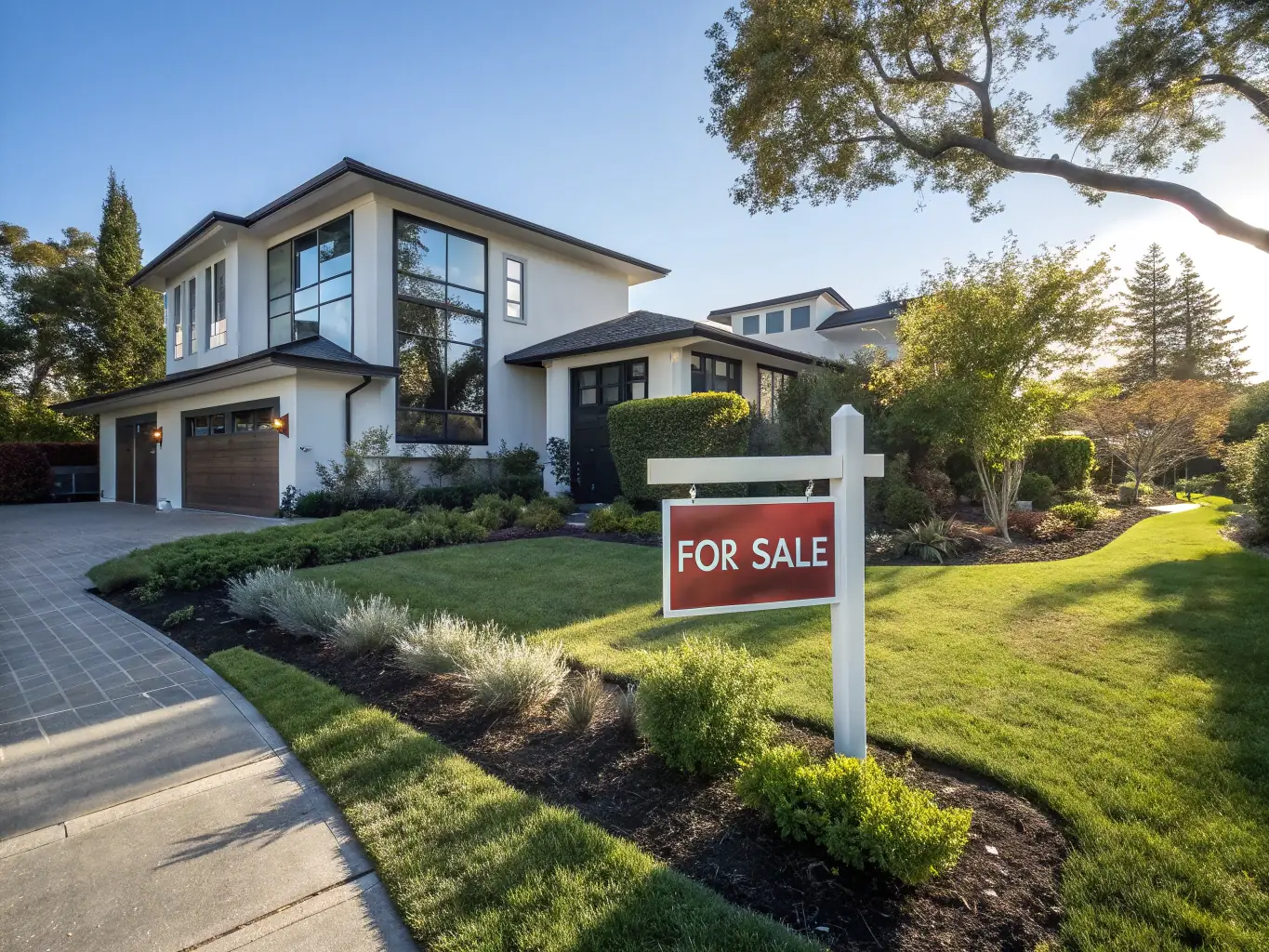 An image of a modern apartment building with a 'For Sale' sign, representing investment opportunities in real estate.