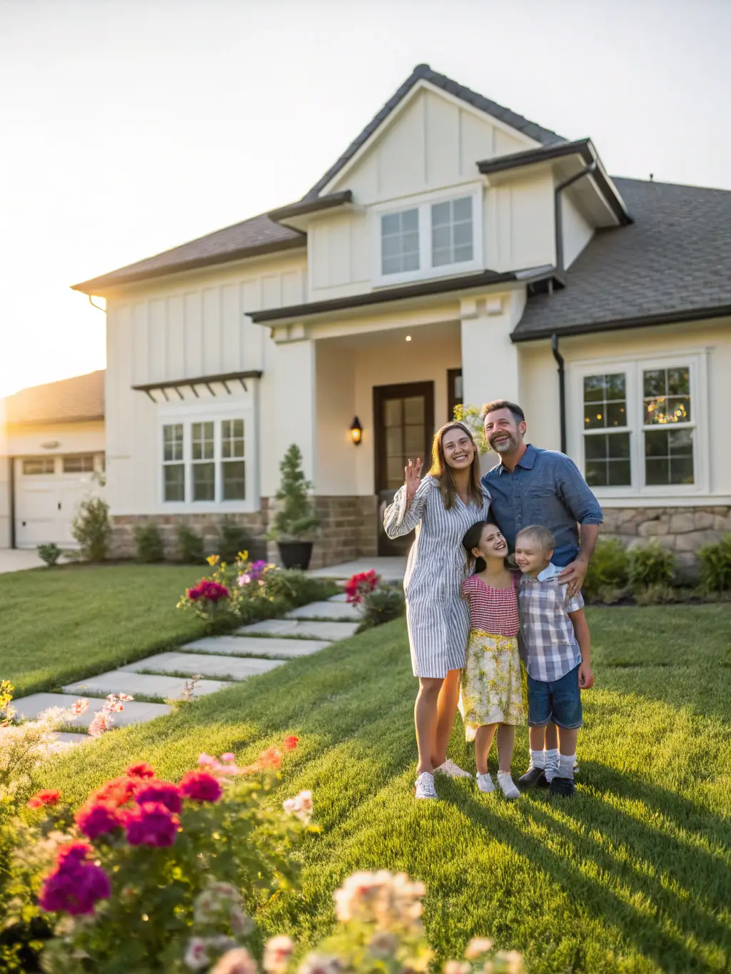 A young family happily receiving keys to their new home, symbolizing the accessibility and benefits of an FHA loan.